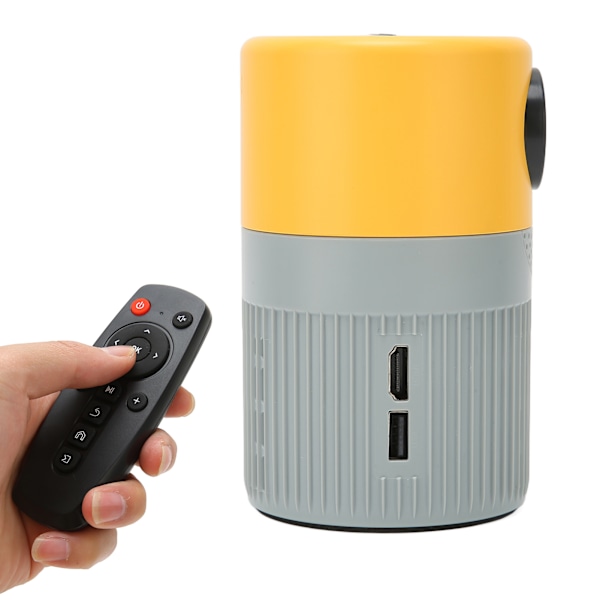 Mini Projektor HD 1080P Bærbar Kino Lyd Dual Fan Kjøling Filmprojektor for DVD 100V‑240V Gul Grå EU Plugg