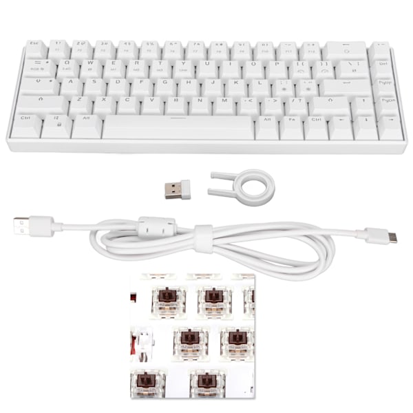 Mekanisk tastatur 68 taster 3 mod trådløs 2.4G Type C kablet RGB mekanisk tastatur for Windows for AndroidBrown Switch