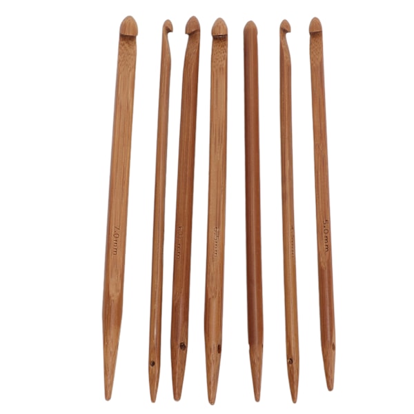 7 st bambu virknålar ergonomiskt handtag handpolering behandling bambu stickning nålar set för vävning