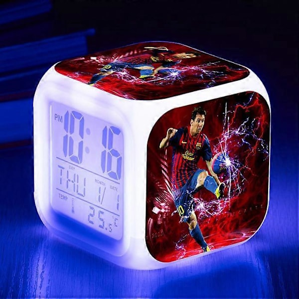 VM-fotbollsstjärnan Leo Messi Väckarklocka LED Digital Färgskiftande Quad Väckarklocka Den bästa presenten för fans 4#