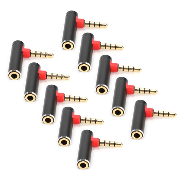 10 stk. 3,5 mm han til hun 90 graders vinkeladapter stik headset jack lydstik sort