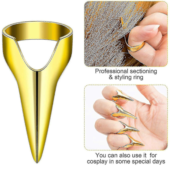 Hårbenverktyg Set - 16 Delar - Silver Retro Nagel Finger & Guld Metall Hårbenringar Zekai