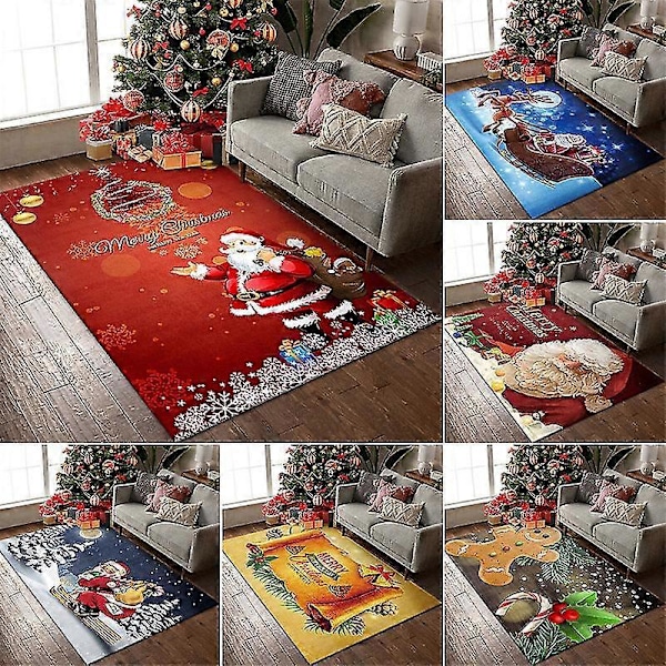 Julmatta Vardagsrum Soffmatta Tecknad Jultomte Röd Matta 3D-tryck Golvmatta Style04 50x80cm