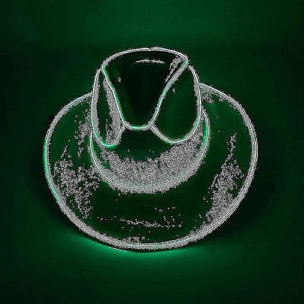 Disco Luminous Led Brud Cowgirl Hatt Glödande Ljus Bar Keps Möhippa Tillbehör Blinkande Neon Western Cowboy Hatt Grön