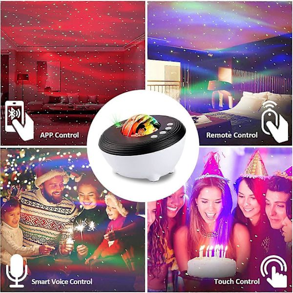 Nattlampe for barn, LED Stjernehimmelprojektor WiFi Bluetooth, Galakseprojektor Stjernenattlampe Projeksjon Søvnhjelp med Hvit Støy, Alexa-kompatibel Pro