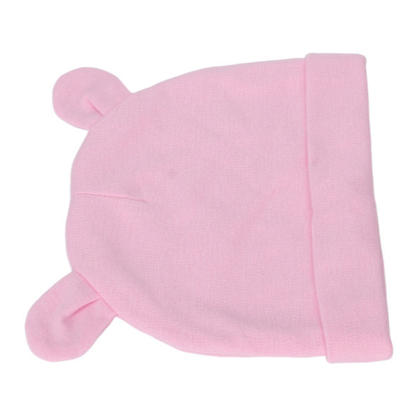 Nyfödd mössa Bomull Hög elasticitet Mjuk hudvänlig Lätt Andas Varm Rosa Söt Björnöra Cap Baby