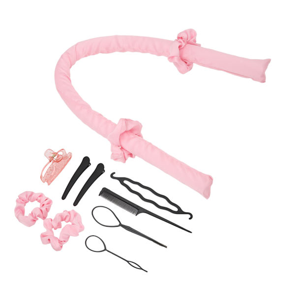 10 st Värmelösa locktång Pannbandsklämmor Kam Pull Hårnål Bomull DIY Curls Rullar för sovande Rosa