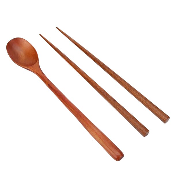 Bärbar Träbestick Set - Spispinnar, Kaffesked - För Utomhus, Resor, Kontor