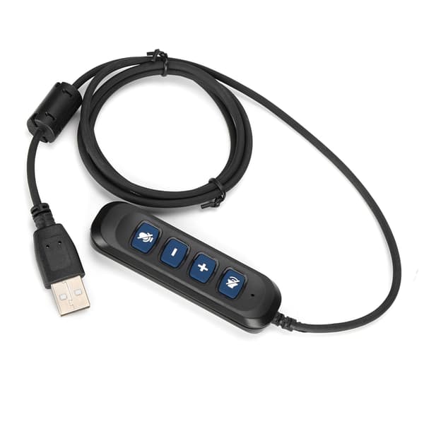 H901 USB-stik QD-kabeladapter Justerbar lydstyrke Callcenter-headsetadapter til 3,5 mm headsetudstyr Blå