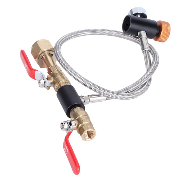 CO2 Universal Ekstern Slange Adapter G5/8-14 24in Dobbel Ventil Soda PTFE Slange med ASA3000psi Måler