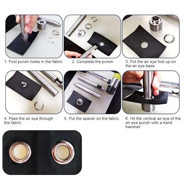 Färgglada 5 mm Grommet Tool Kit för klädmodifiering