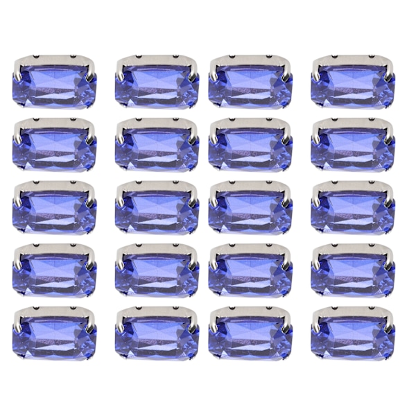 20 st DIY klodiamanter bröllopsklänning retro mode hantverk glas kläddekorationer 13 x 18 mm kungligt blå rektangel glas klodiamant