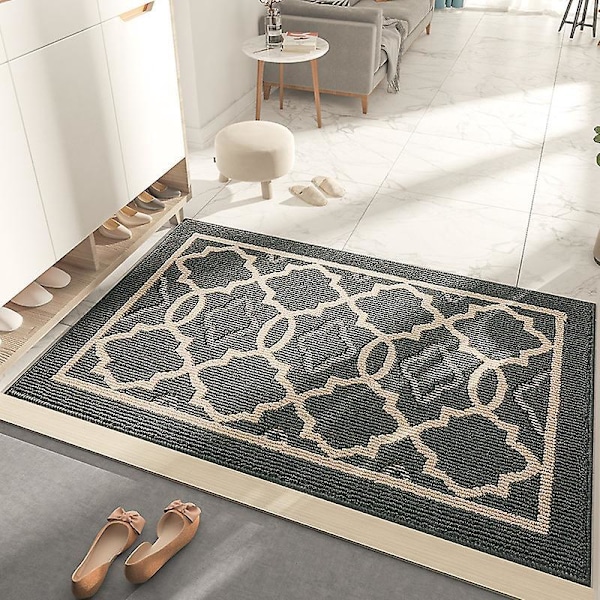 Liukumaton ovimatto, sisä- ja ulkokäyttöön - Imukykyinen ja kestävä, konepestävä eteismatto, pölytiivis - 60 x 90 cm, harmaa