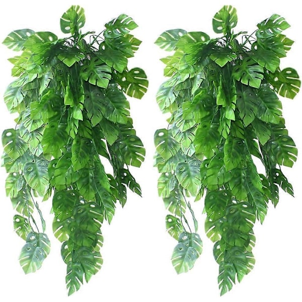 2 STK Konstgjorda Monstera Blad Konstgjord Murgröna Bladgirlang Växter Vinranka Hängande Faux Tropisk Monst