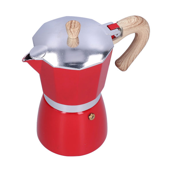 300 ml kaffekanna Moka Maker kaffekokare för gasspis Etanolspis Elektrotermisk ugn Röd