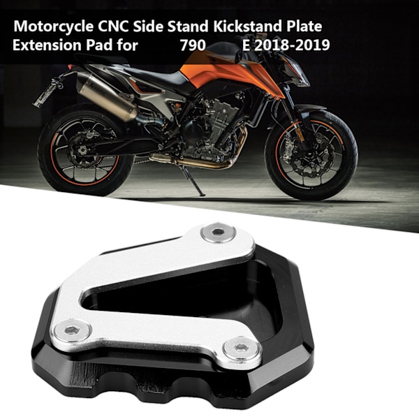 Motorcykel CNC sidostöd fotstödsplatta förlängningsplatta förstoring för 790 för 2018‑2019 svart