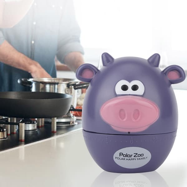 Hushållskök Tecknad Kalv Timer Mekanisk Matlagning Timer Bakning Tid Påminnelse Lila