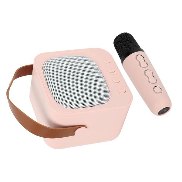 Mini Karaokemaskine Bærbar Bluetooth Højttaler Med Trådløs Mikrofon Bas Diskant Justering Pink