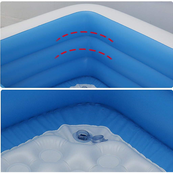 Stor 2,1 m blå og hvid rektangulær PVC oppustelig swimmingpool til børn og familie udendørs hjemmebrug