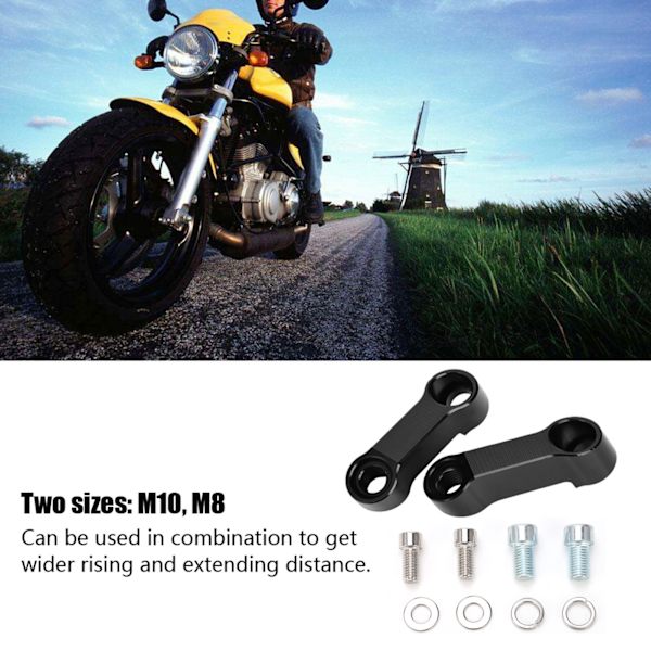 10 mm 8 mm motorsykkel bakspeiladaptersett Riser Mount Extender