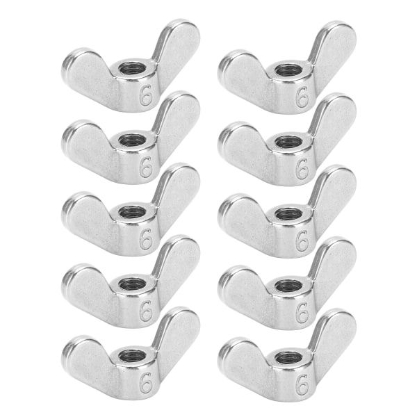 10 stk vingemuttere 304 rustfritt stål M6 sommerfuglfestedeler Assorterte sett for maskiner