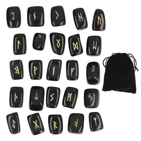Rune Stones Gamle Rune Fint håndværk Stilfuldt udseende Obsidian Materiale Runesæt
