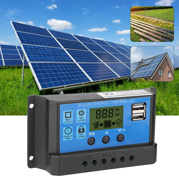 12V 24V Intelligent Photovoltaic Solar Charge Controller PWM Auto Solar Cell Panel Regulator Accessory40A