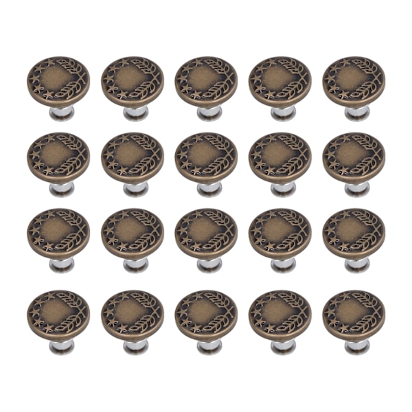 20Pcs Button Durable Card Slot Design Adjustable Bronze Metal Retractable Button for Skirts Dolls Shoes