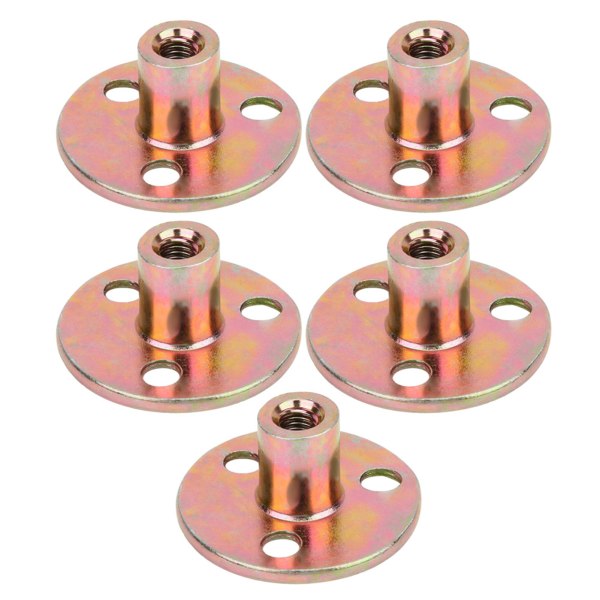 5 stk T-mutterflens 3-hulls galvanisert jernmøbelfeste T-stykke rund basemutterM8