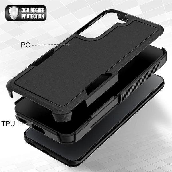 Defender Case Compatible with Samsung Galaxy S22 5G - Heavy Duty, Dustproof, Shockproof, Non-Slip Rugged Case Black