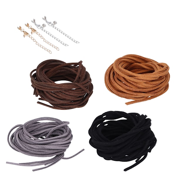 Handgjord flätad rep 3mm 4-färgad nylon konstläder rep för halsband och armband