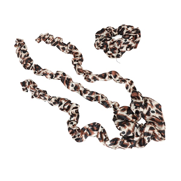 Varmefri hårkrøllemaskine med scrunchie Varmefri krøllestang pandebånd Sovende hårruller Stylingværktøj Leopardprint