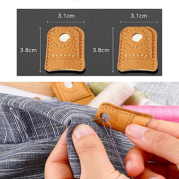 2 kpl (noin 3,8 * 3,1 cm) Nahkasormustin Käsisormustin Sormisuoja Sormisuojat Tikkupeitto Ompelutarvikkeet DIY Ompelutyökalut