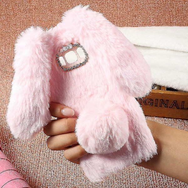 Bunny Design Rhinestone Furry TPU Telefondeksel for Samsung Galaxy S8 Zekai Hvit Stil C Samsung Galaxy S8