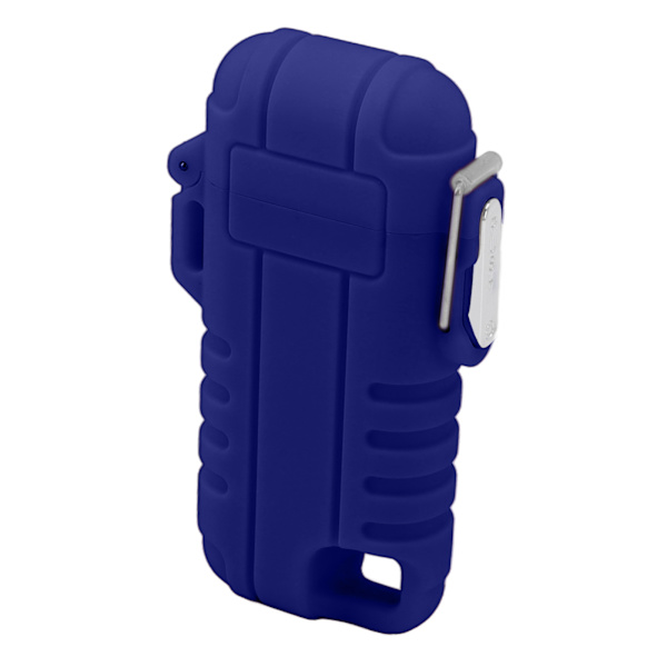 USB Genopladelig Lighter Vindtæt Dual Arc Lighter Vandtæt Flammeløs Elektrisk Lighter med Hængende Hul til Camping Blå