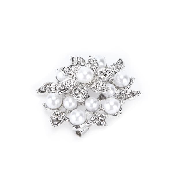Broche Diamant Blomst Perle Legering Mode til Udsøgt Gave TøjdekorationerSølv