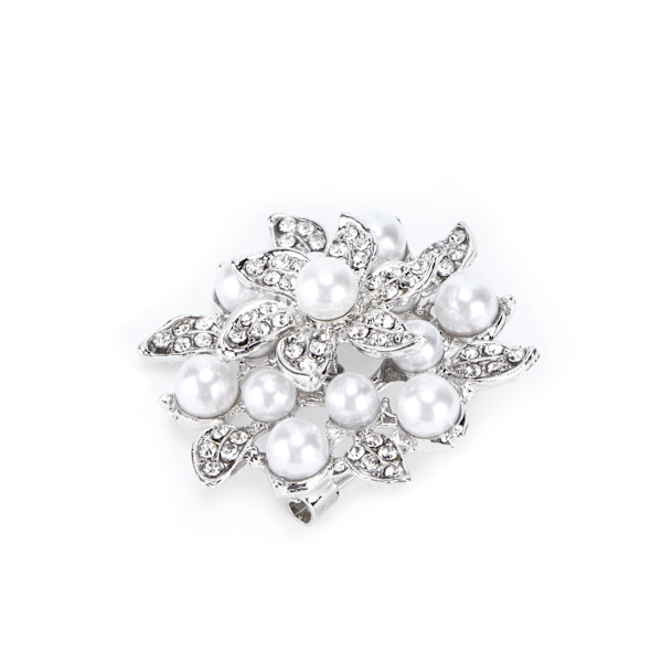 Brosch Diamond Flower Pearl Legering Mode för utsökt Present tygdekorationerSilver