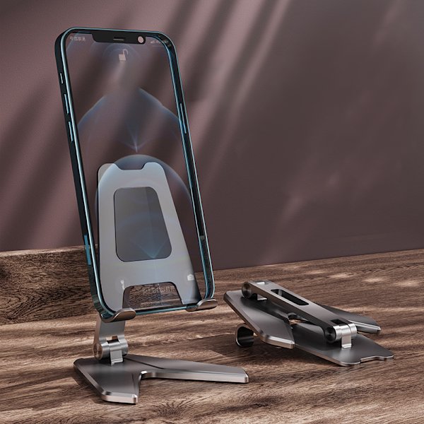 Telefonhållare Fällbar surfplatta hållare Aluminiumlegering Skrivbord Bärbar för hemmakontor Grå