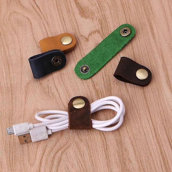 Kunstlæder Kabel Organizer Clip Wrap Spole Øretelefon Ledningsopruller Værktøj