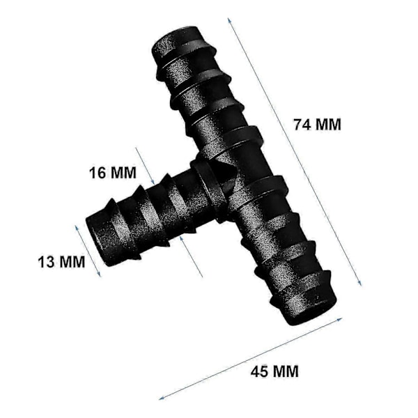 Letkuliittimet 16 mm kastelujärjestelmään (T-kappale)_SZXM