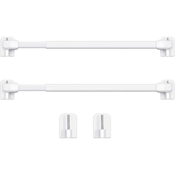 Justerbar Plast Gardinstång Fönster Stretch Spännstång Självhäftande Krokar, 40-60cm (vit, 2st)