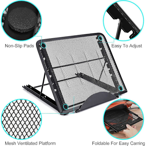 Multi-Vinkel Laptop Stand Rustfrit Stål Justerbar Ergonomisk Letvægts Ventileret Laptop Stand Bl