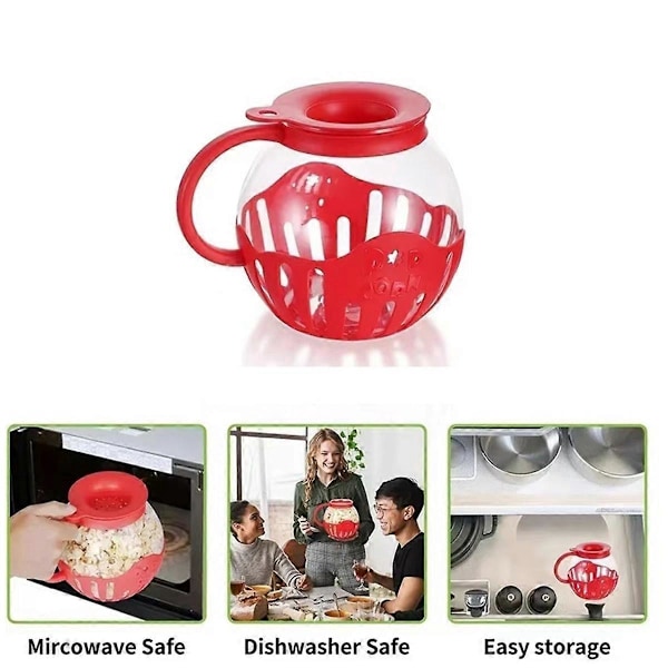 Mini Maskinsäker Silikonlock Popcorn Maker Röd