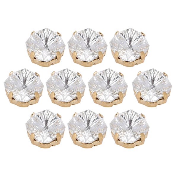 10 st symasklor diamant fett fyrkantig glas hög topp kläder tillbehör dekorationer K9 10mm vit
