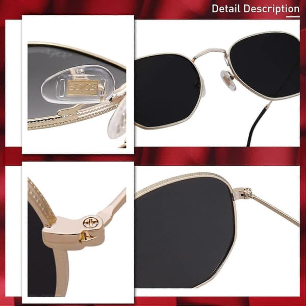 Small Square Polarized Sunglasses for Men and Women Polygon Mirror Lens Black