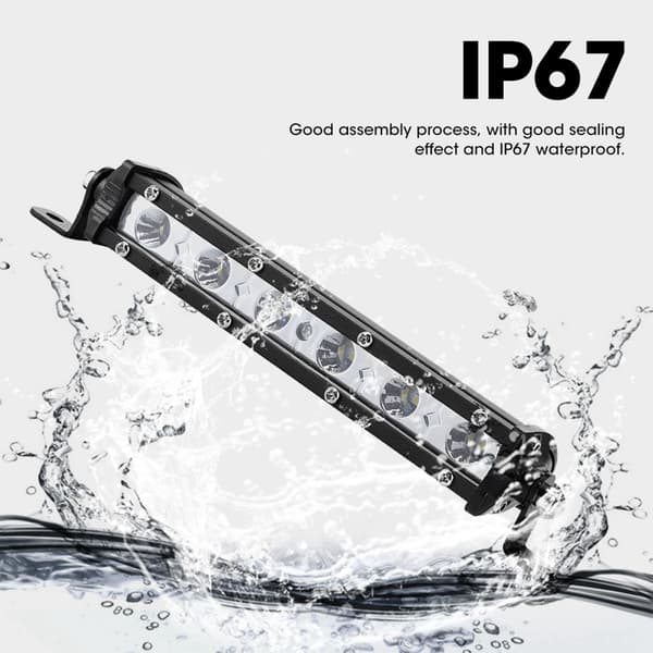 7in 18W 6LED 6000K Hvit Arbeidslys IP67 Ultra Slim Lampe Bar Stripe for Offroad Skip Auto