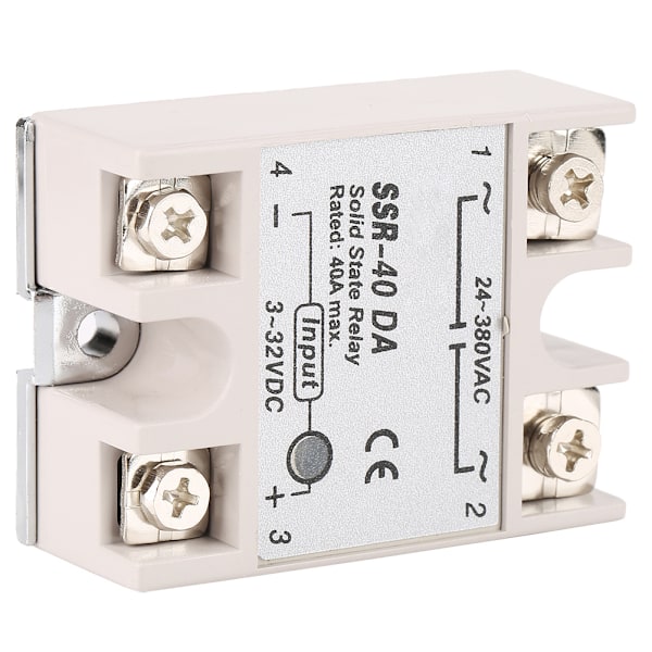 Enfas DC-AC Solid State Relä SSR 40DA 40A Ingång 3-32V DC Utgång 24-380V AC