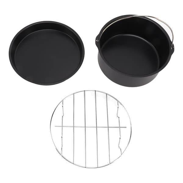 Frituregryde Tilbehør Rustfrit Stål Bagekageform Pizzapande Grill Non-stick Belægning Tåler Opvaskemaskine Sort 8in