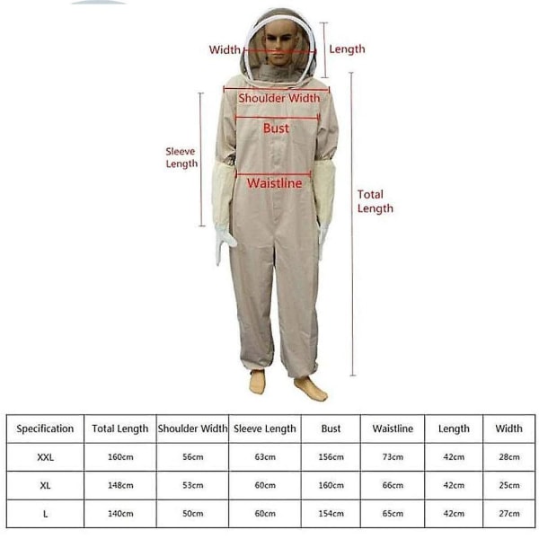 Ruskea XXL itsekantava hunnu, ammattimainen mehiläishoitajahaalari