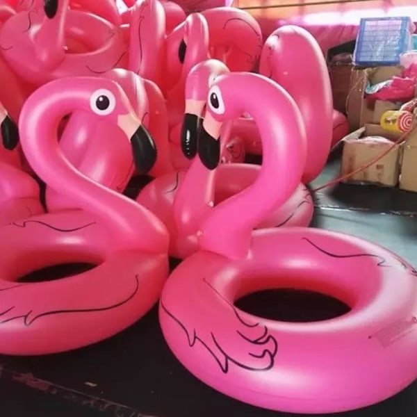 Uppblåsbar tecknad flamingo pool flytring PVC pool uppblåsbar pool leksaker